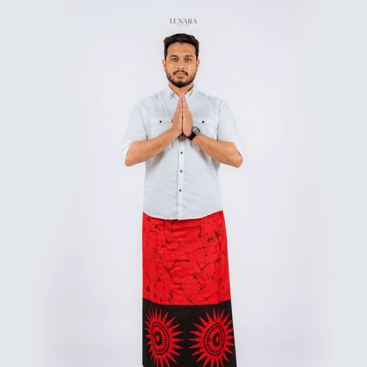 The 'Aurudu' Sarong - Black & Red