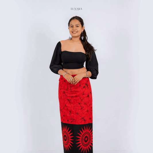 The 'Aurudu' Sarong - Black & Red