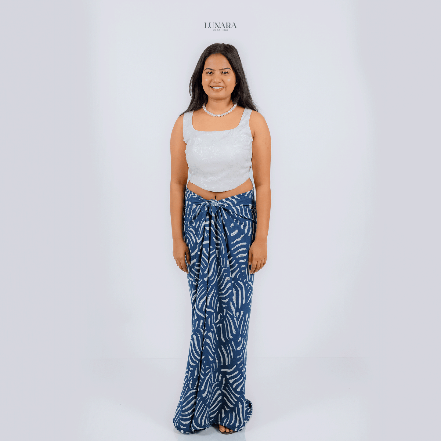 Lunara Luxe Linen Lungi - Blue