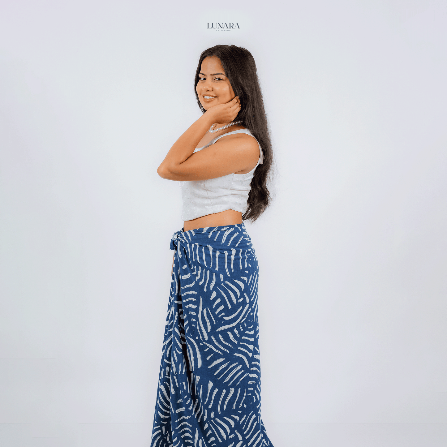 Lunara Luxe Linen Lungi - Blue