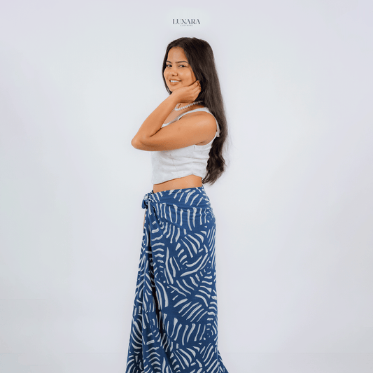 Lunara Luxe Linen Lungi - Blue