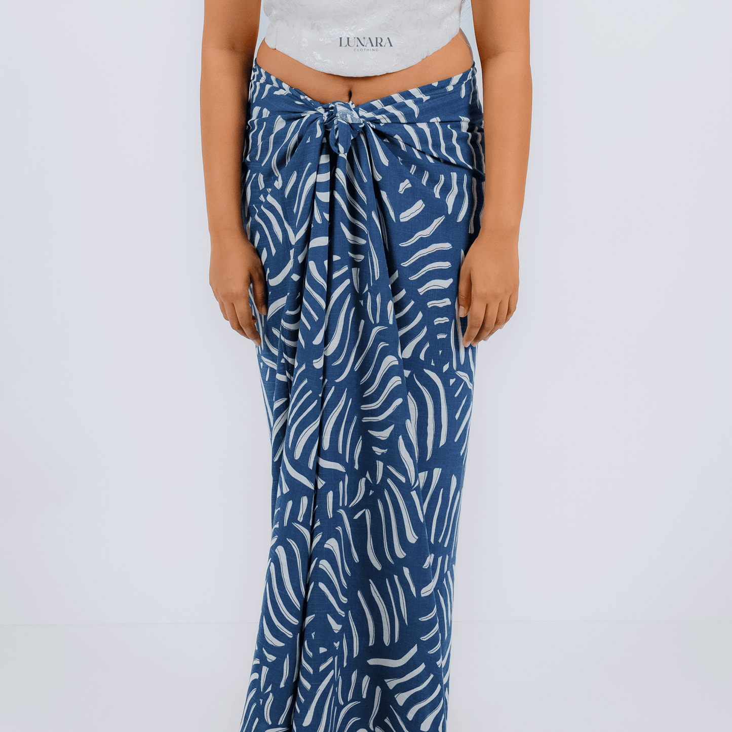 Lunara Luxe Linen Lungi - Blue