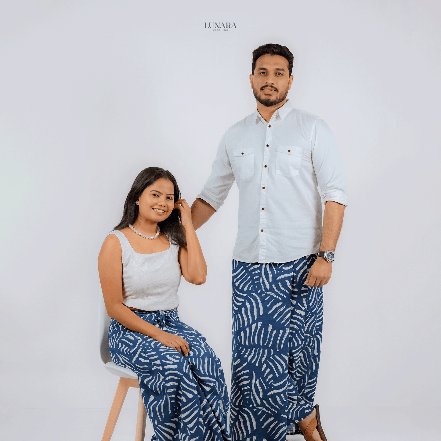 Lunara Luxe Linen Lungi - Blue