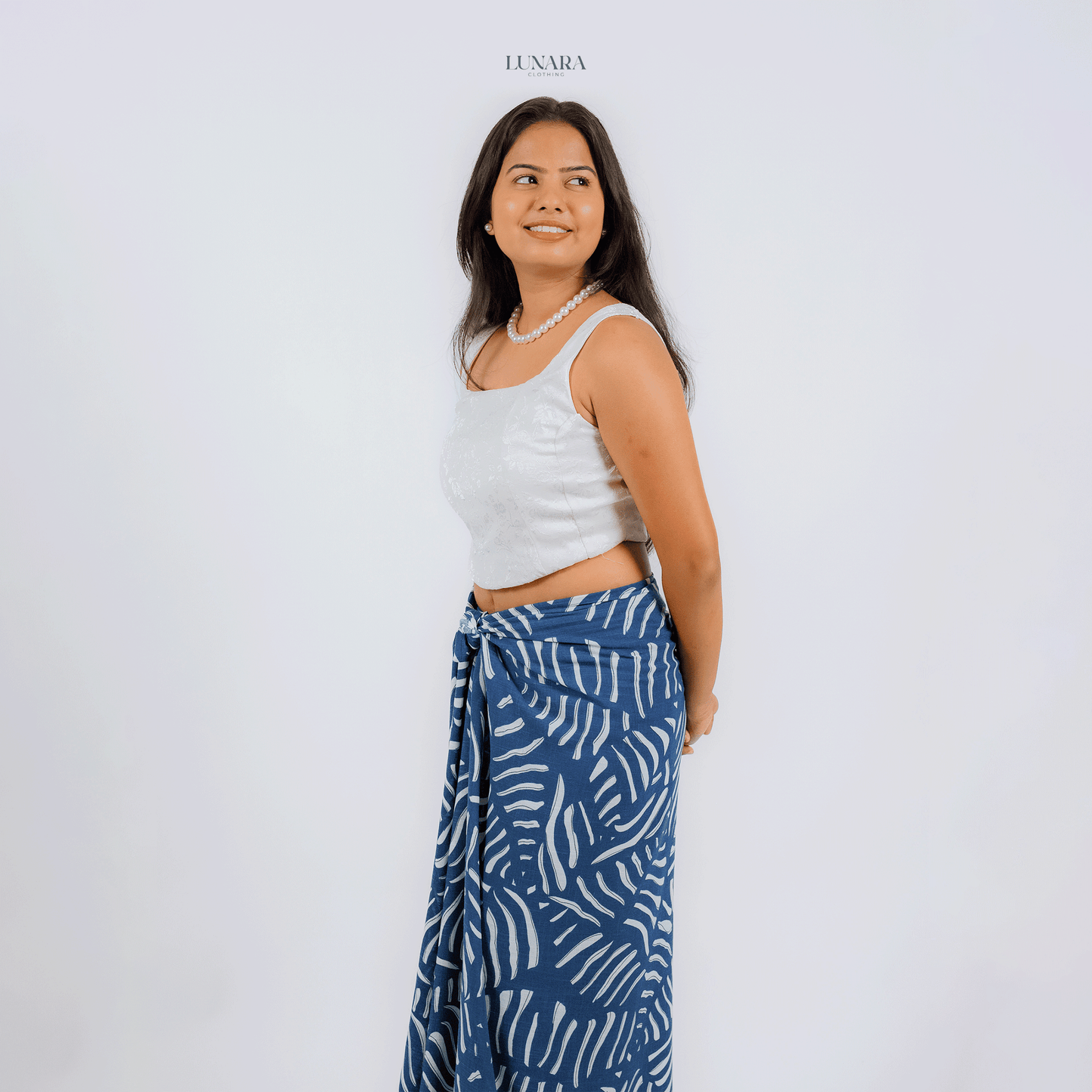 Lunara Luxe Linen Lungi - Blue