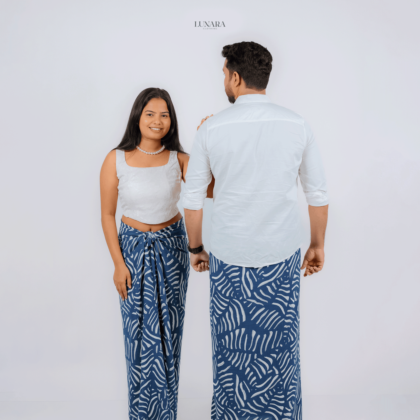 Lunara Luxe Linen Lungi - Blue